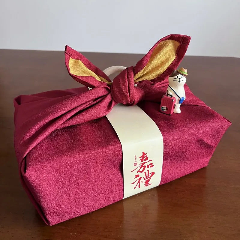 Furoshiki Fabric Gift Wrap - Red/Yellow - Double Sided Solid