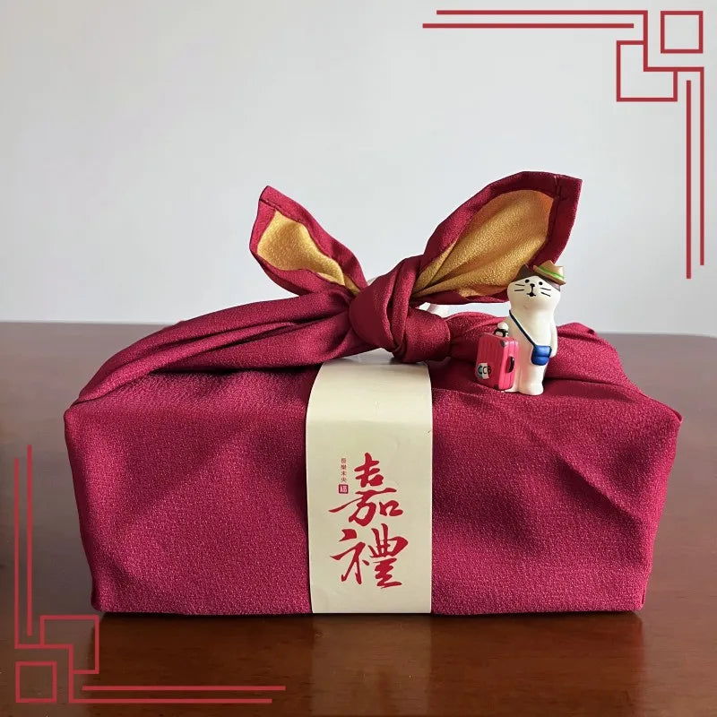 Furoshiki Fabric Gift Wrap - Red/Yellow - Double Sided Solid