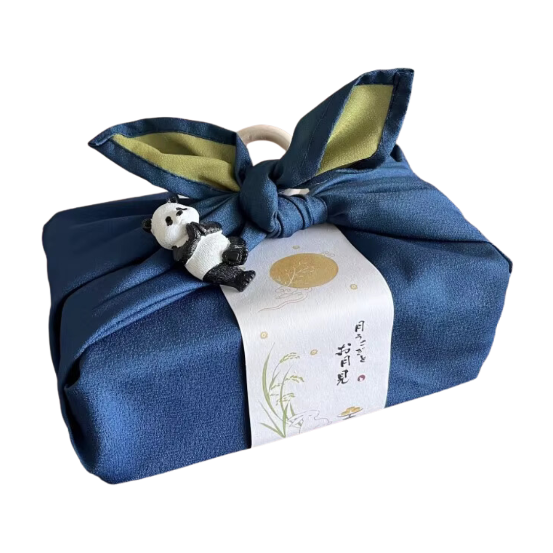 Furoshiki Fabric Gift Wrap - Blue/Lime - Double Sided Solid